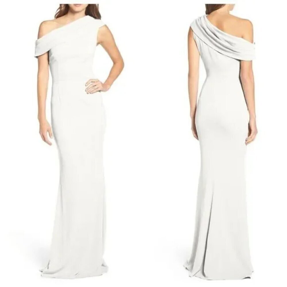 KATIE MAY Layla Pleat One-Shoulder Crepe Gown